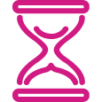 Hourglass icon representing immediate SAT prep access with no wait period